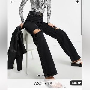 ASOS DESIGN Tall high rise 'relaxed' dad jeans in black